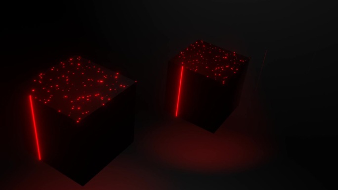 立方体运动背景VJ环路与红色脉冲辉光在4K