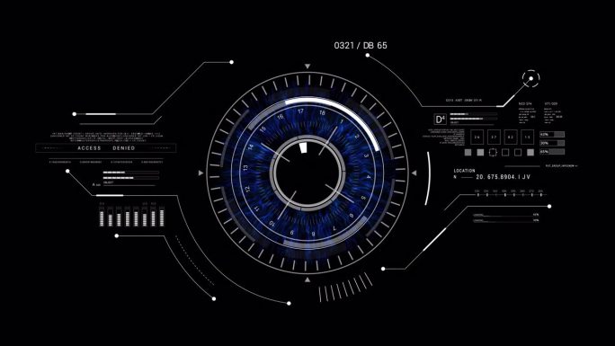 5秒出现HUD眼睛。PNGα。眼无缝数字技术HUD UI模板。机器人的概念。人的眼睛，机器人的眼睛。