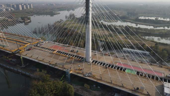 西安沣河沣邑大桥在建建设中大桥17