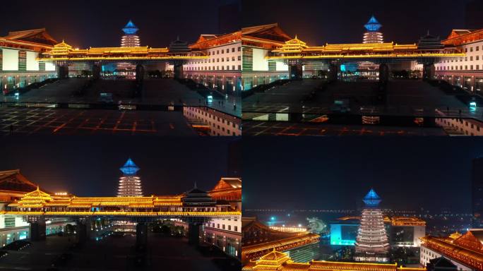 桂林市临桂新区一院两馆夜景