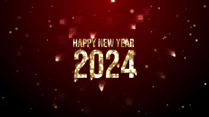 2024年喜迎新年，金色文字动画背景