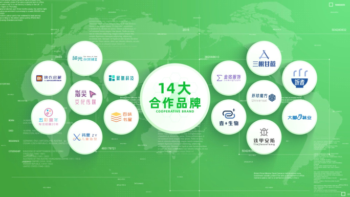 （14logo）绿色简洁合作企业商标展示