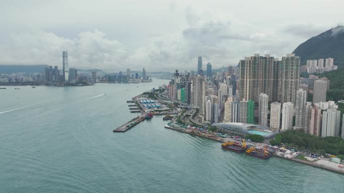 香港城市海湾航拍