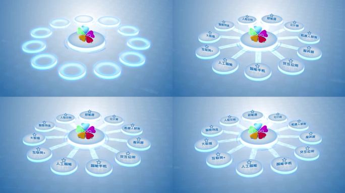无插件】4K浅蓝色科技架构分类圆形11大