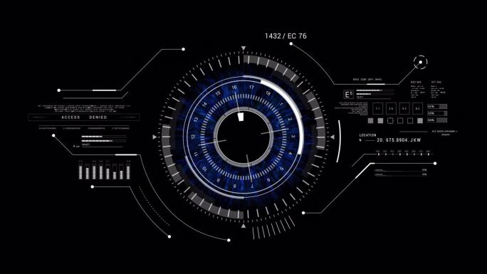 10秒出现HUD眼睛。PNGα。眼无缝数字技术HUD UI模板。机器人的概念。人的眼睛，机器人的眼睛