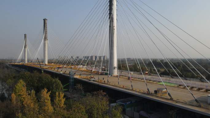 西安沣河沣邑大桥在建建设中大桥