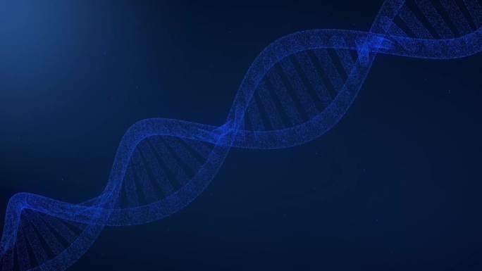DNA菌株在蓝色背景下旋转。建设医学染色体物理科学
