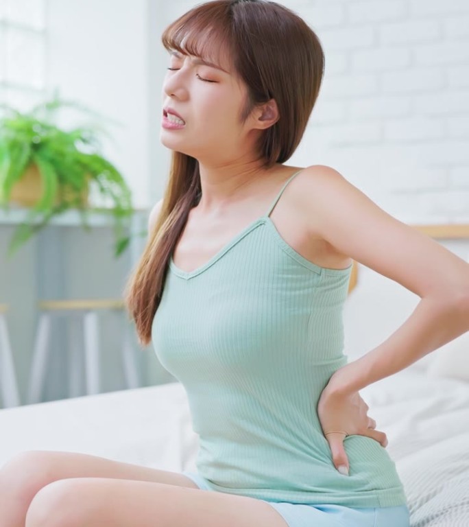 亚洲女性腰痛腰肌劳损美女少女脊椎腰椎