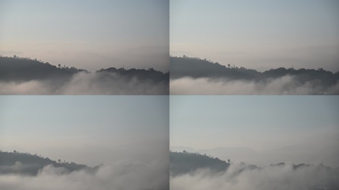 云雾缭绕中的缅甸北部地区木姐市佛像延时