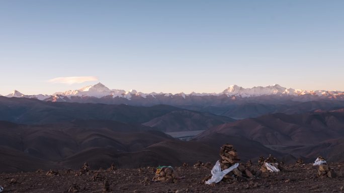西藏珠峰加乌拉山口日出延时摄影