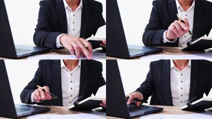 一个穿西装的白领在工作