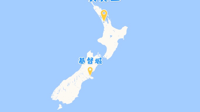 新西兰环绕南岛主要景点路线动画