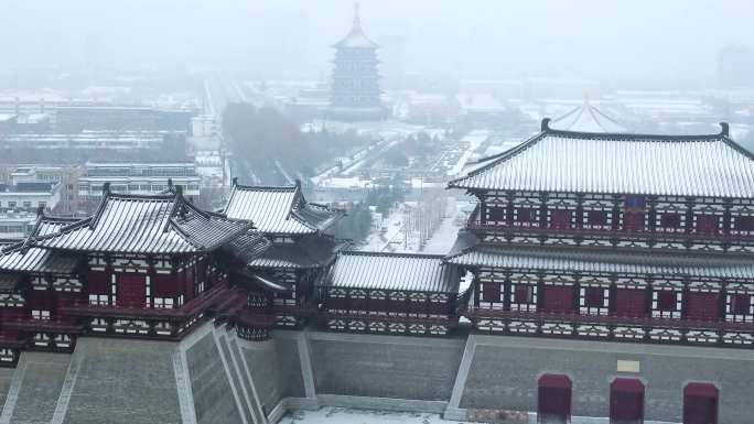 4K | 航拍隋唐洛阳城应天门等雪景