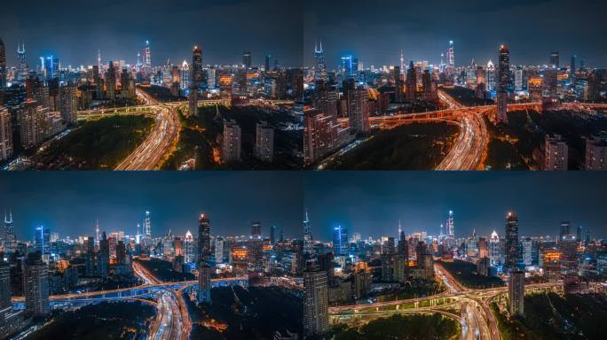上海延安东路立交夜景航拍