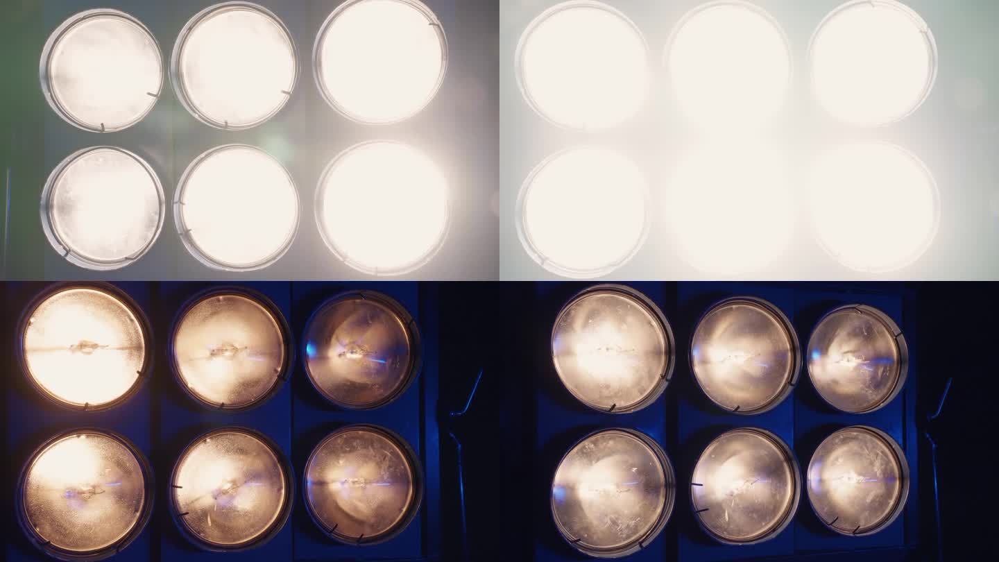 -专业的照明设备-从右到左拍摄-灯光打开和关闭-特写镜头
