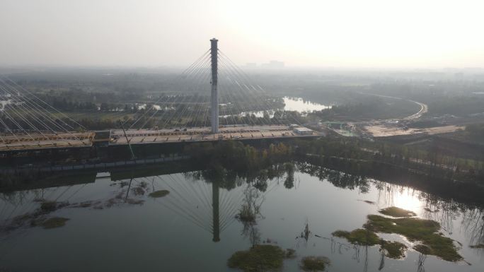 西安沣河沣邑大桥在建建设中大桥9