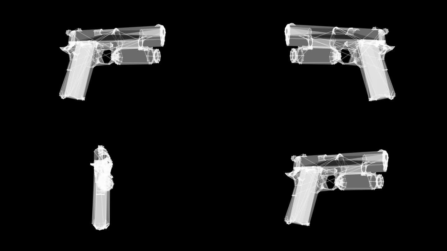 全息HUD动画手枪视频片段，适合在HUD和科幻项目中使用