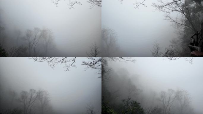 安徽大别山秋季天堂寨森林瀑布雾景