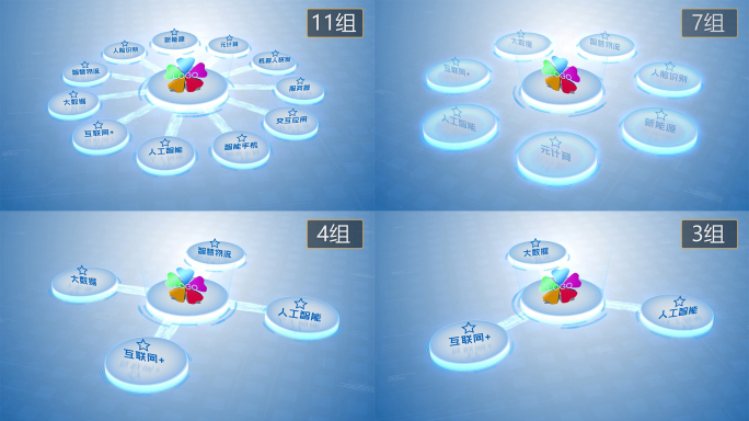 4K浅蓝色科技架构分类圆形2-12合集