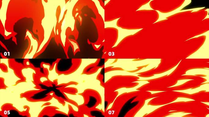 9种卡通火焰转场 透明背景 带通道