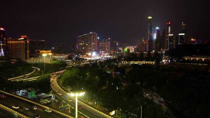 4k南宁城市航拍夜景