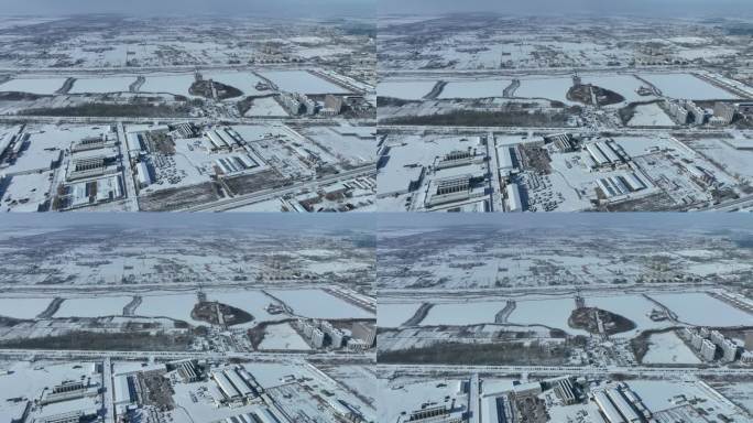 大雪覆盖下的工厂