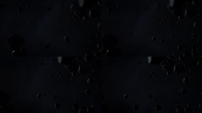 黑暗外太空中的小行星场