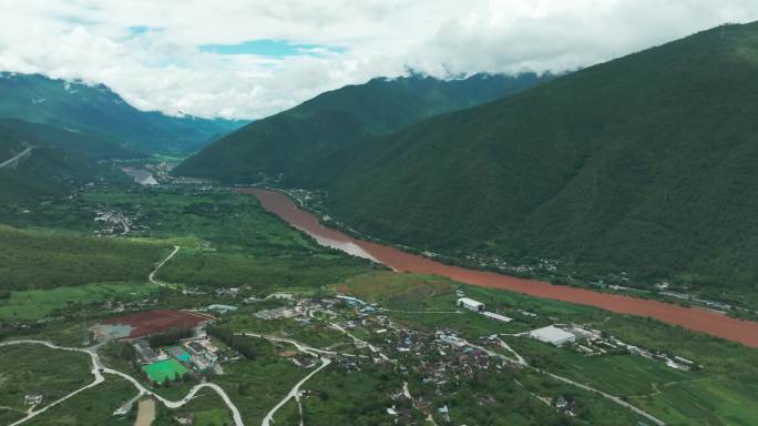 迪庆金沙江沿岸风景及公路航拍素材