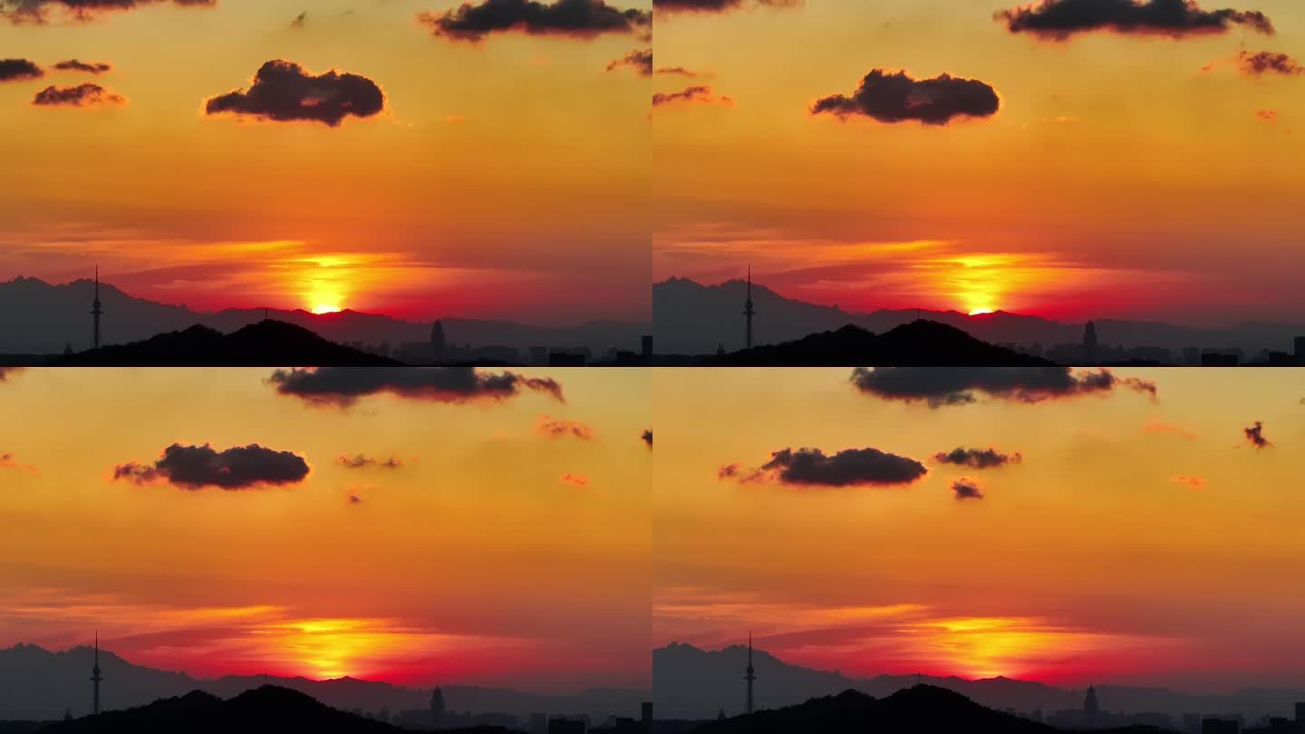 青岛拍摄的落日彩云