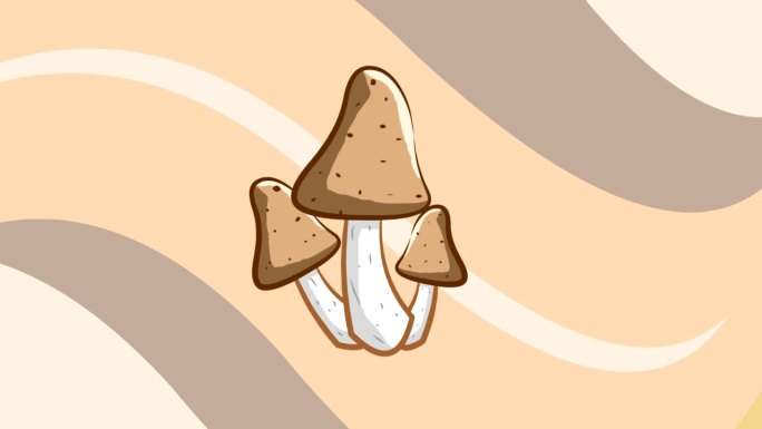 有趣的食物动画与蘑菇。