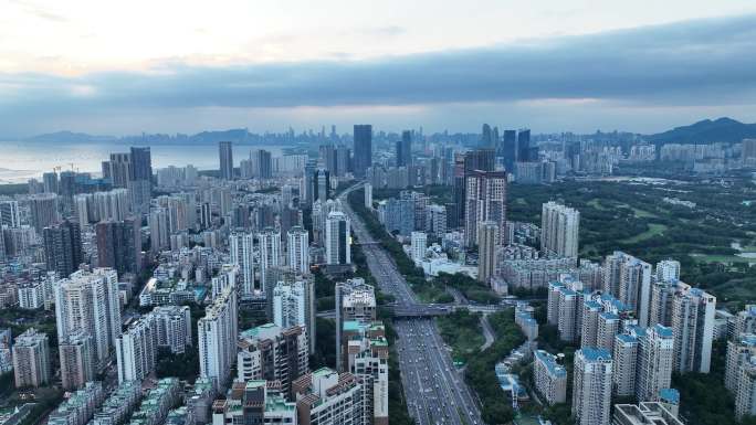 航拍深圳福田全景