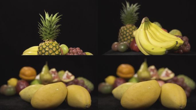 水果拼盘 水果组合 慢镜头特写 新鲜水果