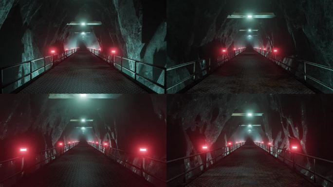 地下神秘隧道与红灯3D渲染4K视频
