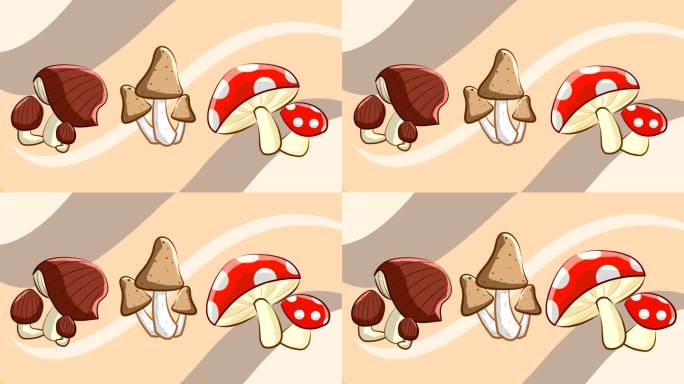 蘑菇动画，快餐，艺术。