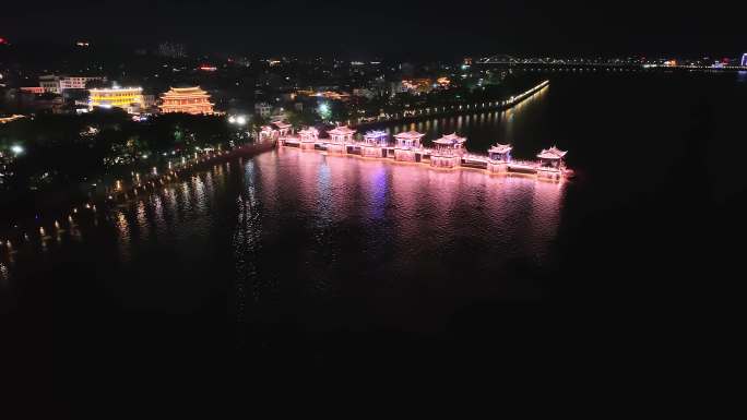 潮州湘子桥古城夜景航拍04