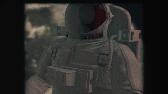 宇航员进入无限宇宙之旅的旧镜头。