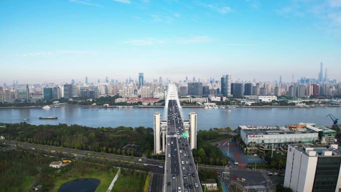 4k原素材-上海卢浦大桥航拍