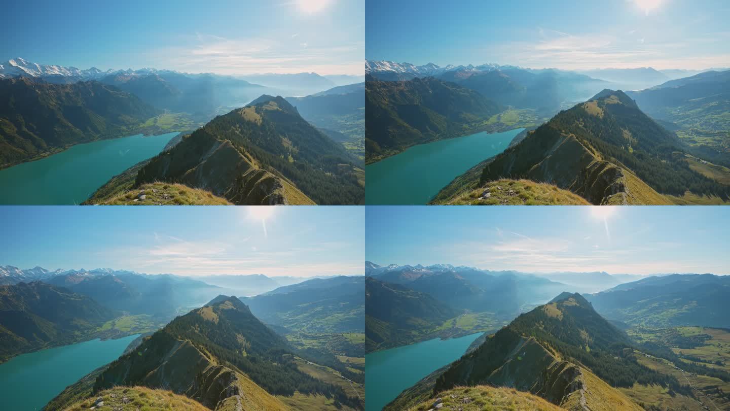 从瑞士山上看因特拉肯的风景