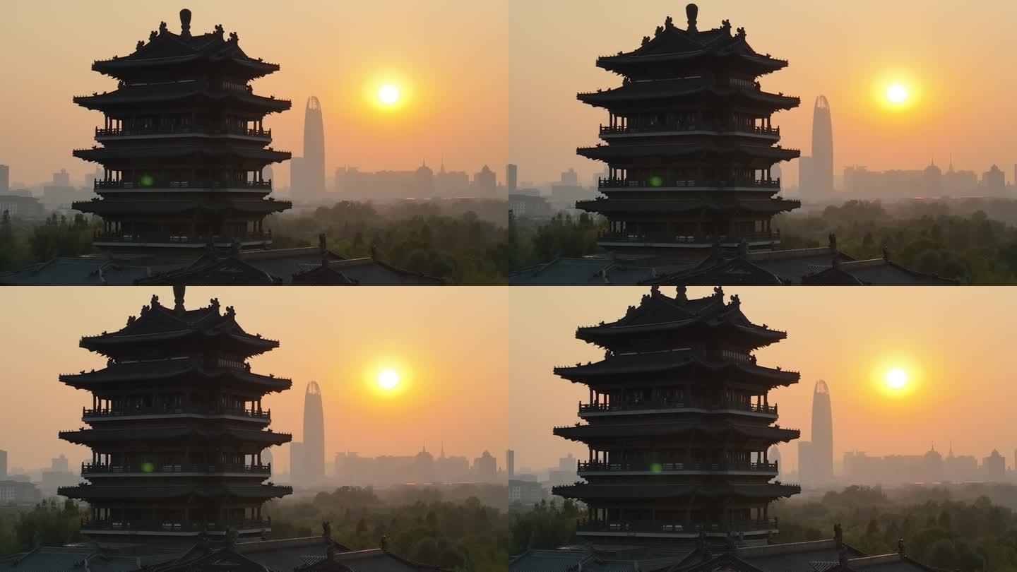 济南 大明湖 超然楼 落日 夕阳 黄昏