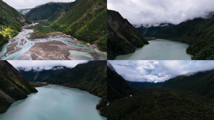 四川甘孜贡嘎雪山下草科乡巴王海航拍素材