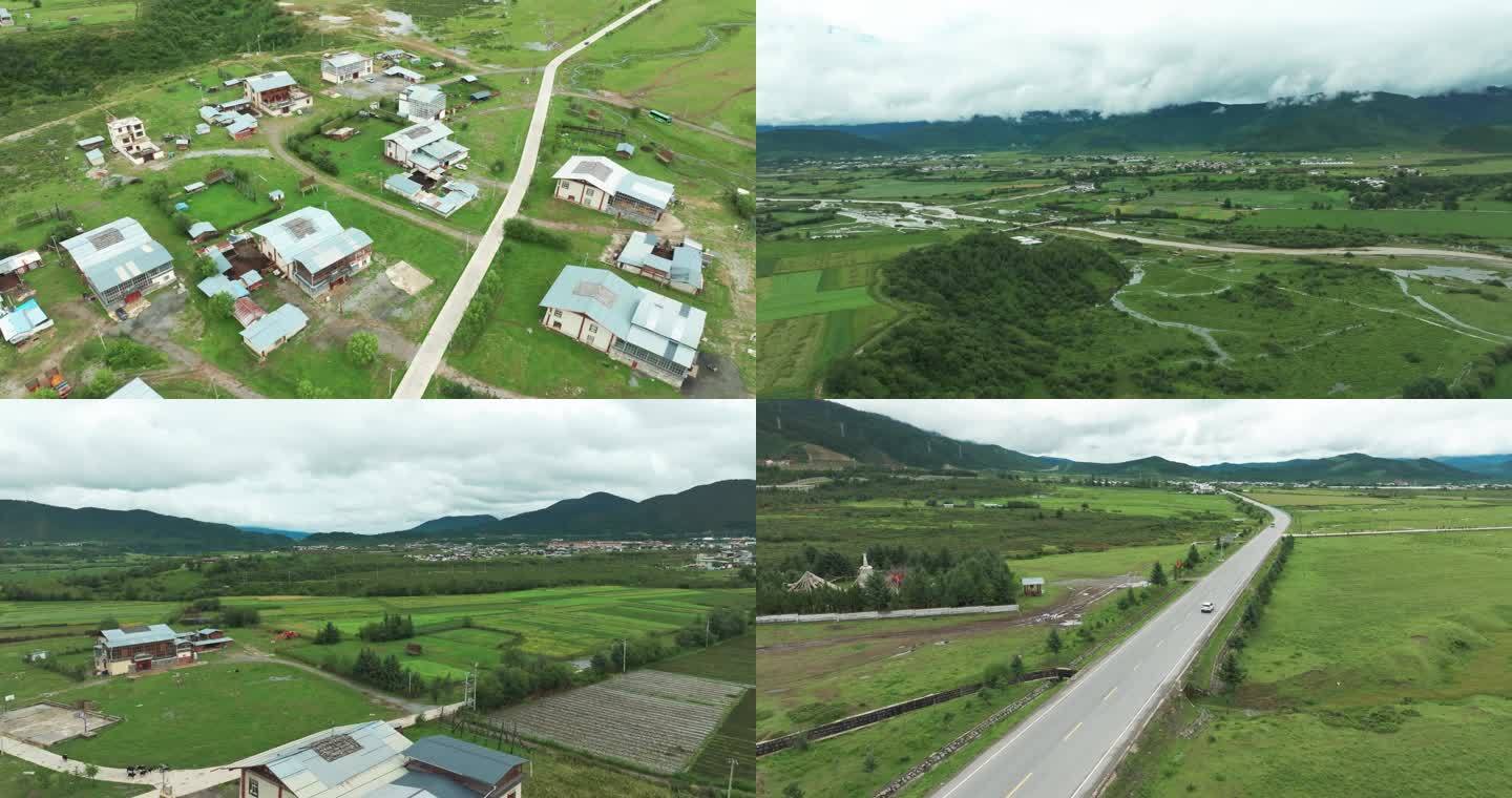 滇西北迪庆藏族村落民居航拍C4K素材