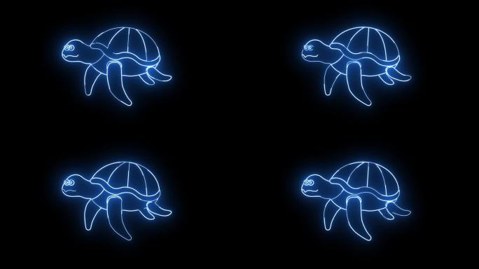 动画图标乌龟发光的霓虹灯效果