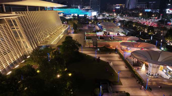 东莞市民服务中心夜景航拍