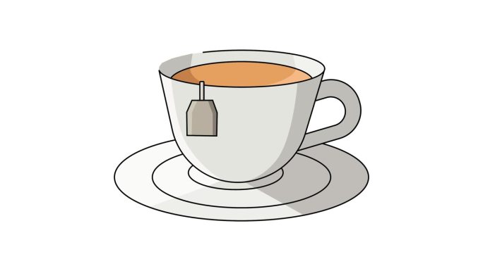 动画在白色背景上形成了一杯茶图标