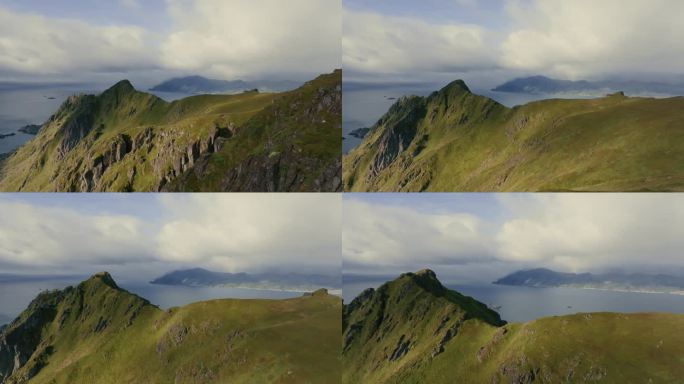 罗弗敦群岛峡湾和水景的壮丽景色。从上面看。