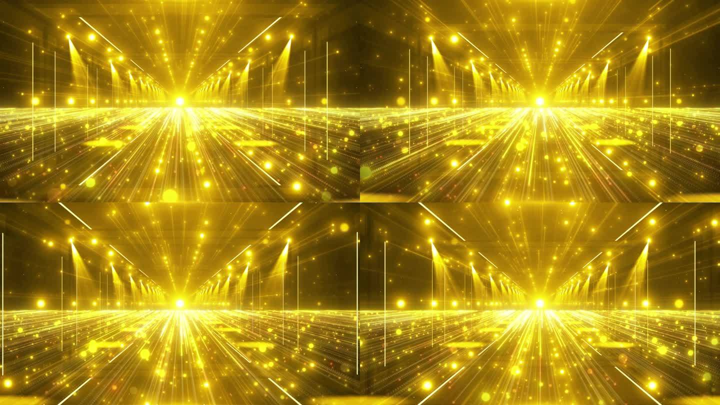 4K金色阵列灯光粒子隧道粒子空间