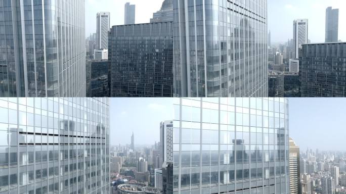南京新街口建筑群高楼大厦4K航拍