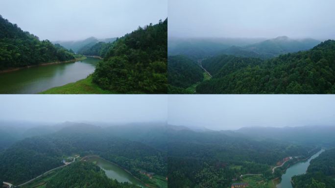 南方大山乡村雨后青山绿水航拍