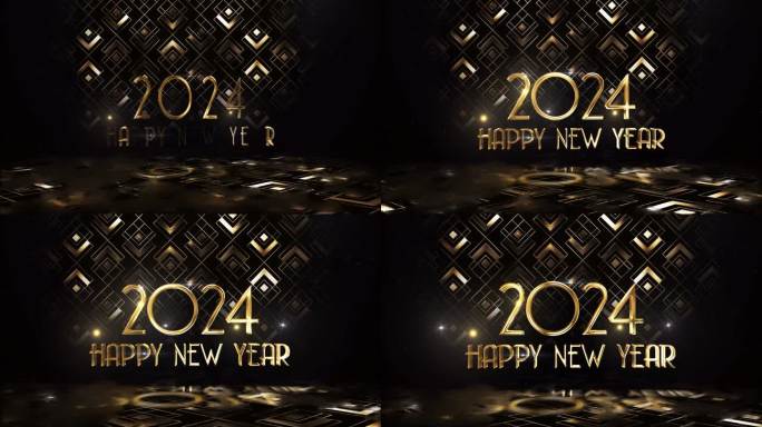 祝2024年新年快乐，金灿灿的奢华风格