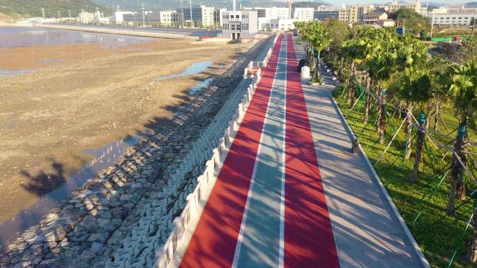 沙门滨港绿道  航拍 实拍视频  海岸线